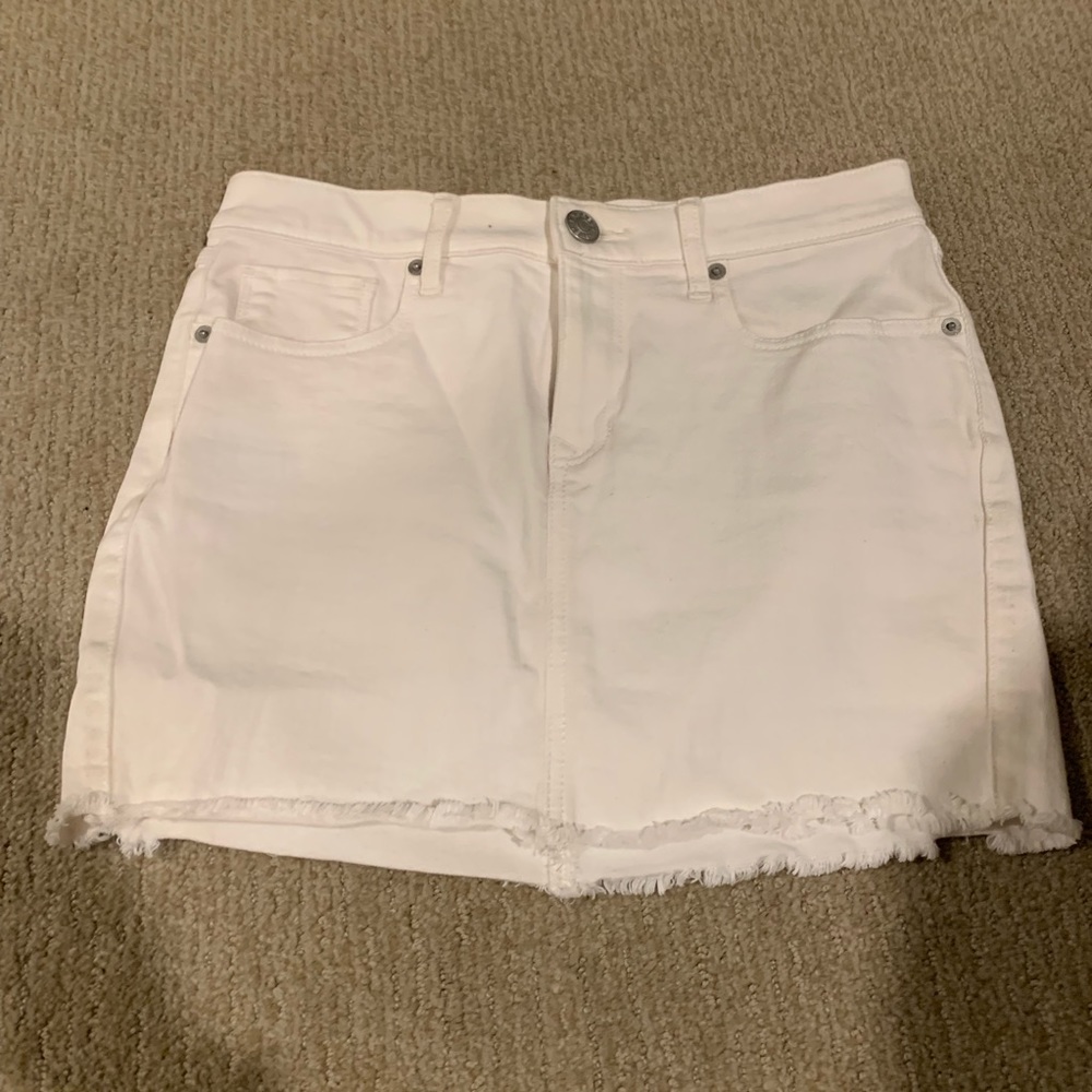 Express white denim mini skirt